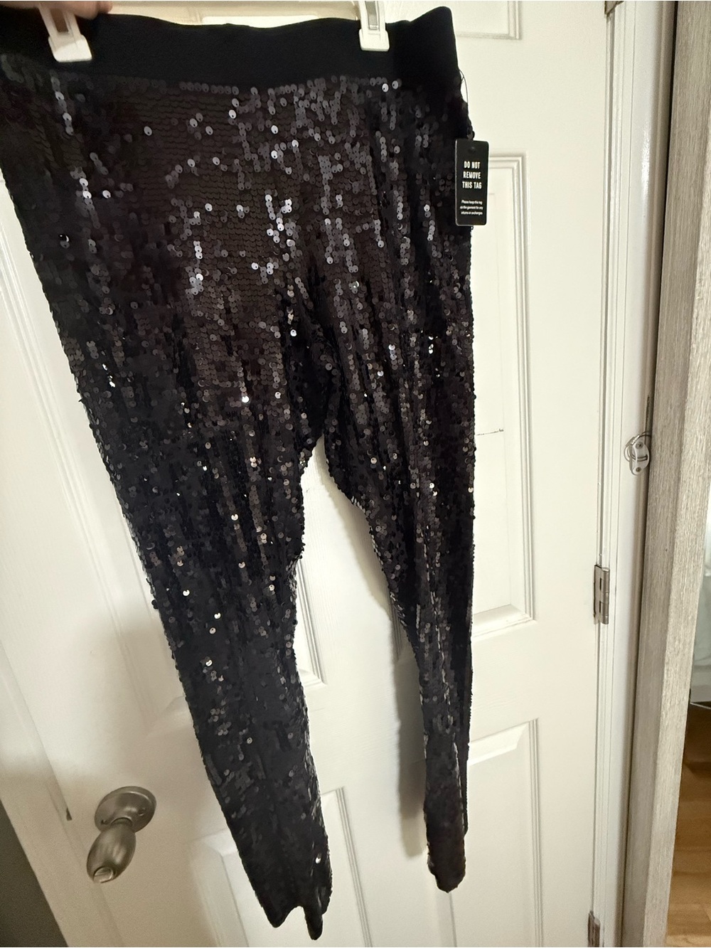 Express Black Sequin Skinny Pants